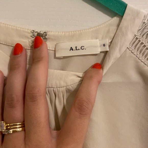 ALC Sidra Long Flare Sleeve Silk Blouse in Cream 6 - Picture 4 of 8